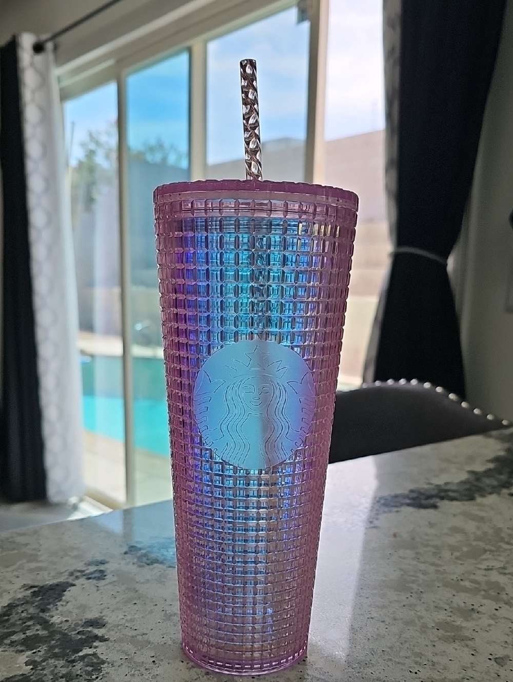 Starbucks Iridescent Pink Studded Cold Cup with Straw